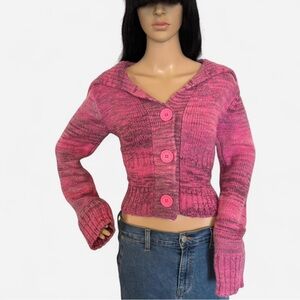 Urban Outfitters Raspberry Pink Marled Button-Front Cardigan